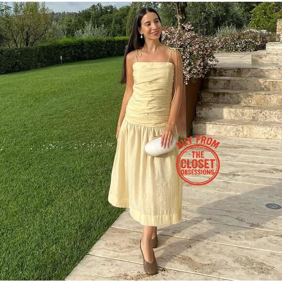 ZARA Blogger Fave Ruched Taupe Midi Dress NWT 🤎 - Picture 9 of 16